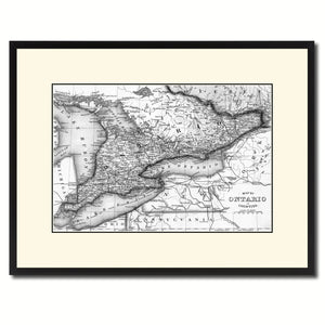 Ontario Canada Vintage B&W Map Canvas Print, Picture Frame Home Decor Wall Art Gift Ideas