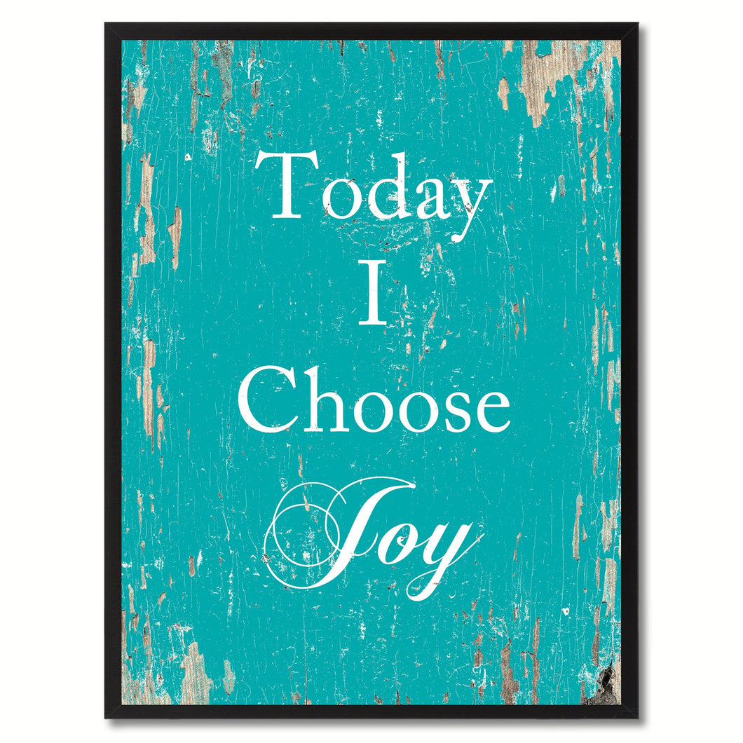 Today I Choose Joy Saying Canvas Print, Black Picture Frame Home Decor Wall Art Gifts