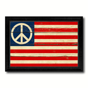 Peace Sign American Military Flag Vintage Canvas Print with Black Picture Frame Home Decor Wall Art Decoration Gift Ideas