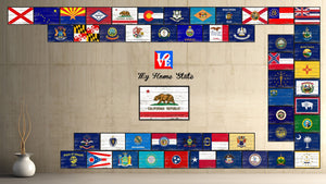 California State Flag Vintage Canvas Print with Black Picture Frame Home DecorWall Art Collectible Decoration Artwork Gifts