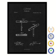 Load image into Gallery viewer, 1863 Wine Corkscrew Old Patent Art Print on Canvas Custom Framed Vintage Home Decor Wall Decoration Great for Gifts
