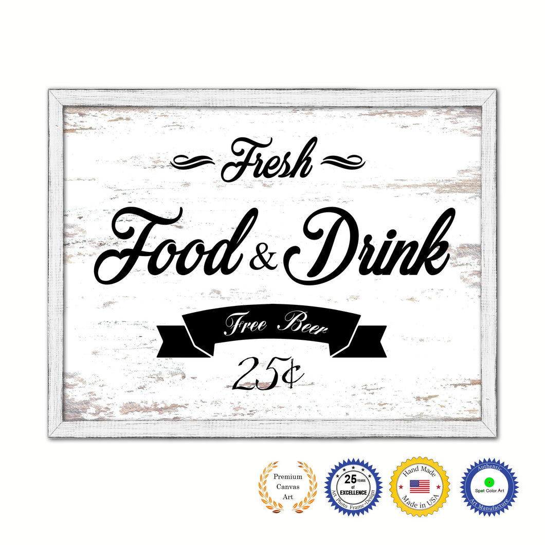 Fresh Food & Drink Vintage Sign Gifts Home Decor Wall Art Canvas Print with Custom Picture Frame