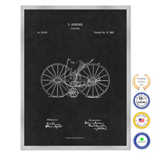 Load image into Gallery viewer, 1869 Velocipede Old Patent Art Print on Canvas Custom Framed Vintage Home Decor Wall Decoration Great for Gifts
