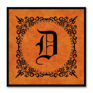 Alphabet D Orange Canvas Print Black Frame Kids Bedroom Wall Décor Home Art