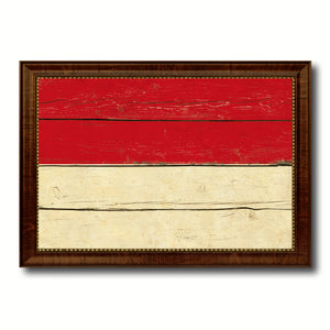 Monaco Country Flag Vintage Canvas Print with Brown Picture Frame Home Decor Gifts Wall Art Decoration Artwork