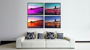 Huntington Beach California Pink Landscape Photo Canvas Print Pictures Frames Home Décor Wall Art Gifts