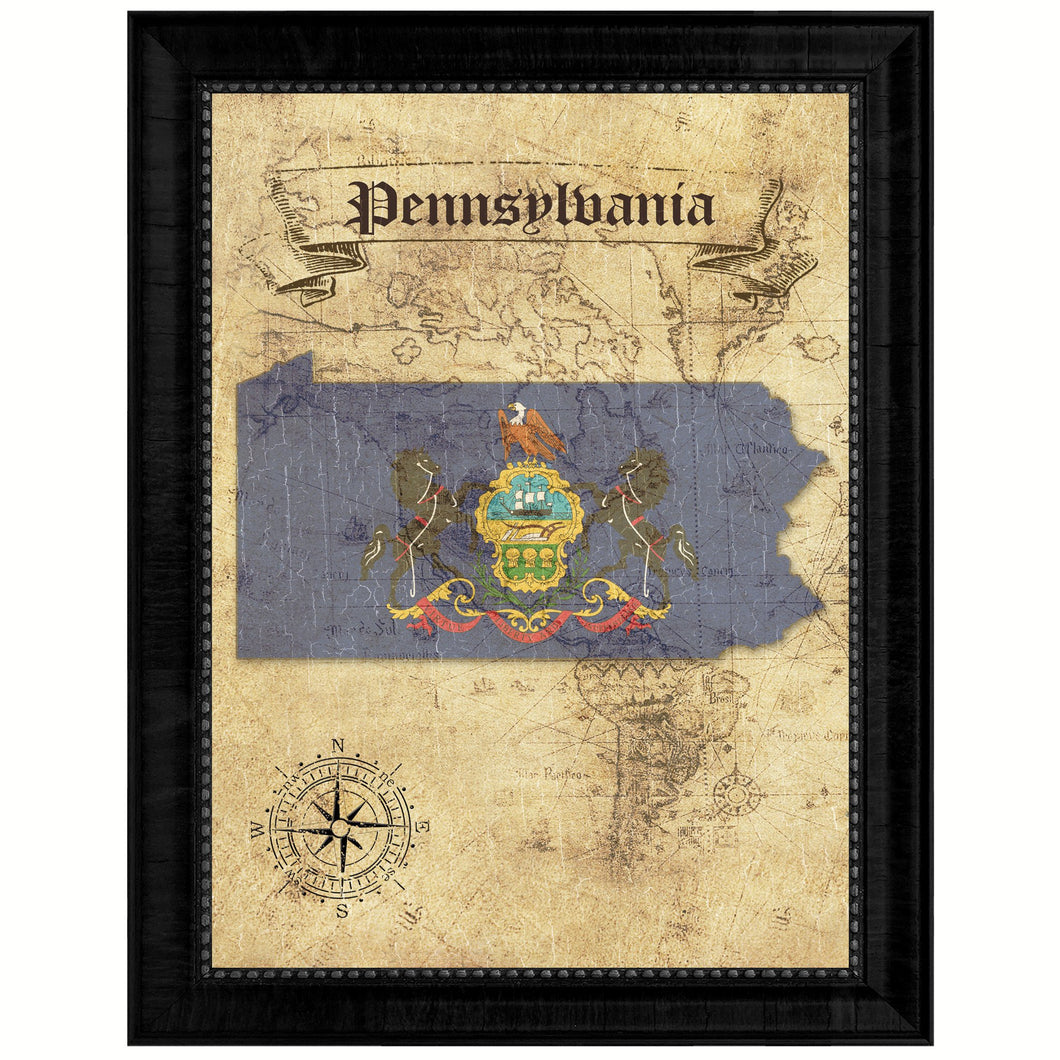 Pennsylvania State Vintage Map Gifts Home Decor Wall Art Office Decoration