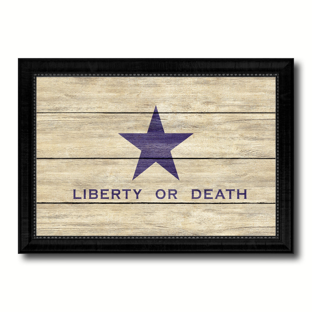 Liberty or Death Flag Goliad Texas Battle Independence Military Flag Texture Canvas Print with Black Picture Frame Gift Ideas Home Decor Wall Art