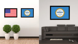 Boston City Massachusetts State Flag Canvas Print Black Picture Frame