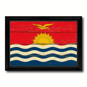 Kiribati Country Flag Vintage Canvas Print with Black Picture Frame Home Decor Gifts Wall Art Decoration Artwork
