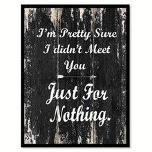 Load image into Gallery viewer, I'm pretty sure I didn't meet you just for nothing Funny Quote Saying Canvas Print with Picture Frame Home Decor Wall Art
