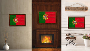 Portugal Country Flag Vintage Canvas Print with Brown Picture Frame Home Decor Gifts Wall Art Decoration Artwork