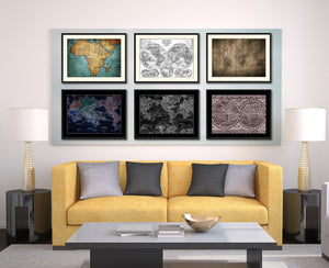 World Vintage Sepia Map Canvas Print, Picture Frame Gifts Home Decor Wall Art Decoration