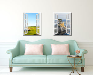 Halfmoon Bay California Golf Course Picture French Window Canvas Print with Frame Gifts Home Decor Wall Art Collection