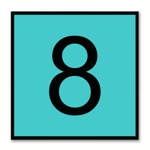 Number 8 Aqua Canvas Print Black Frame Kids Bedroom Wall Décor Home Art