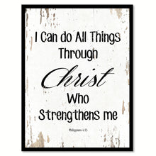 Load image into Gallery viewer, I can do all things through Christ - Philippians 4:14 Bible Verse Gift Ideas Home Decor Wall Art Framed Canvas Print, White
