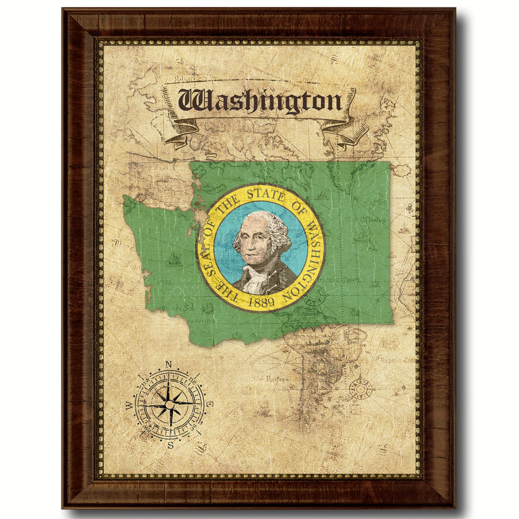 Washington State Vintage Map Home Decor Wall Art Office Decoration Gift Ideas