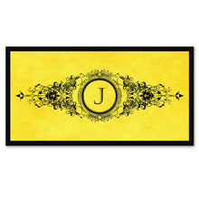 Load image into Gallery viewer, Alphabet Letter J Yellow Canvas Print, Black Custom Frame
