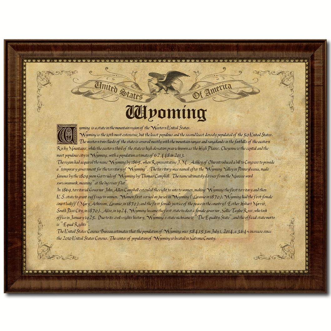 Wyoming Vintage History Flag Canvas Print, Picture Frame Gift Ideas Home Décor Wall Art Decoration