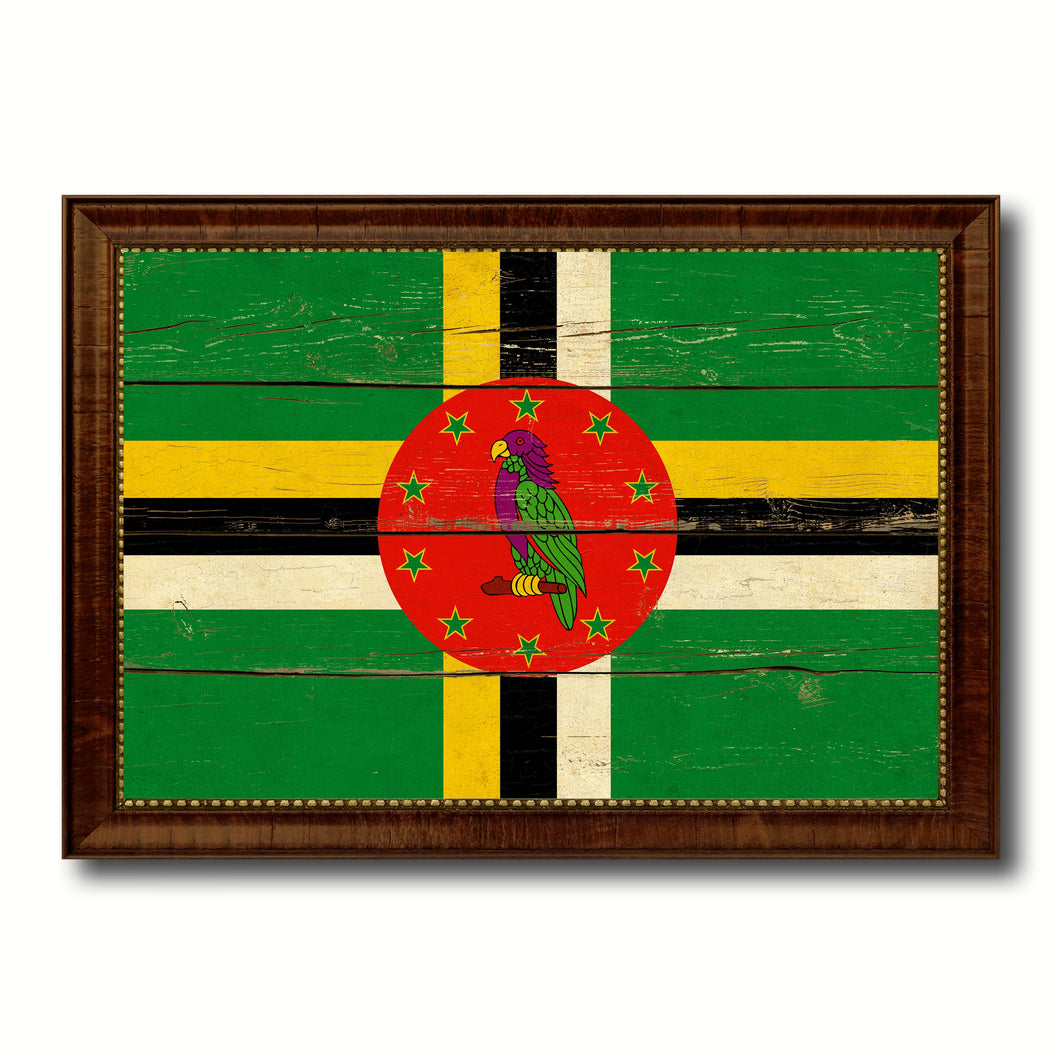 Dominica Country Flag Vintage Canvas Print with Brown Picture Frame Home Decor Gifts Wall Art Decoration Artwork