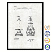 Load image into Gallery viewer, 1890 Barber Combined Razor Depository and Call Bell Vintage Patent Artwork Black Framed Canvas Print Home Office Decor Great for Barber Salon
