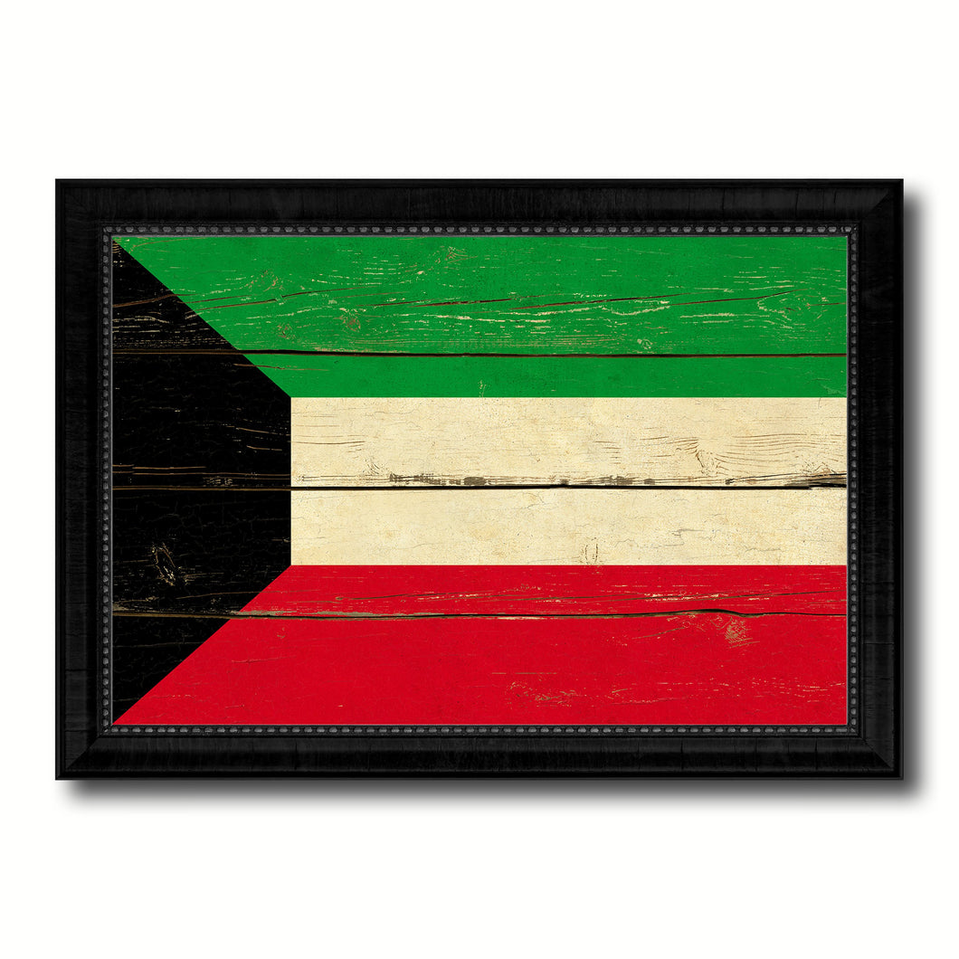 Kuwait Country Flag Vintage Canvas Print with Black Picture Frame Home Decor Gifts Wall Art Decoration Artwork
