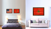 Load image into Gallery viewer, Morocco Country Flag Texture Canvas Print with Brown Custom Picture Frame Home Decor Gift Ideas Wall Art Decoration
