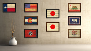 Japan Country Flag Vintage Canvas Print with Brown Picture Frame Home Decor Gifts Wall Art Decoration Artwork