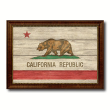 Load image into Gallery viewer, California State Flag Texture Canvas Print with Brown Picture Frame Gifts Home Decor Wall Art Collectible Decoration
