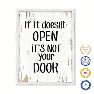 If It Doesn't Open It's Not Your Door Vintage Saying Gifts Home Decor Wall Art Canvas Print with Custom Picture Frame