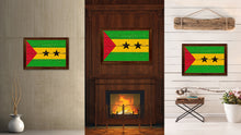 Load image into Gallery viewer, Sao Tome &amp; Principe Country Flag Vintage Canvas Print with Brown Picture Frame Home Decor Gifts Wall Art Decoration Artwork
