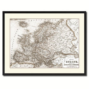 Europe Vintage Sepia Map Canvas Print, Picture Frame Gifts Home Decor Wall Art Decoration