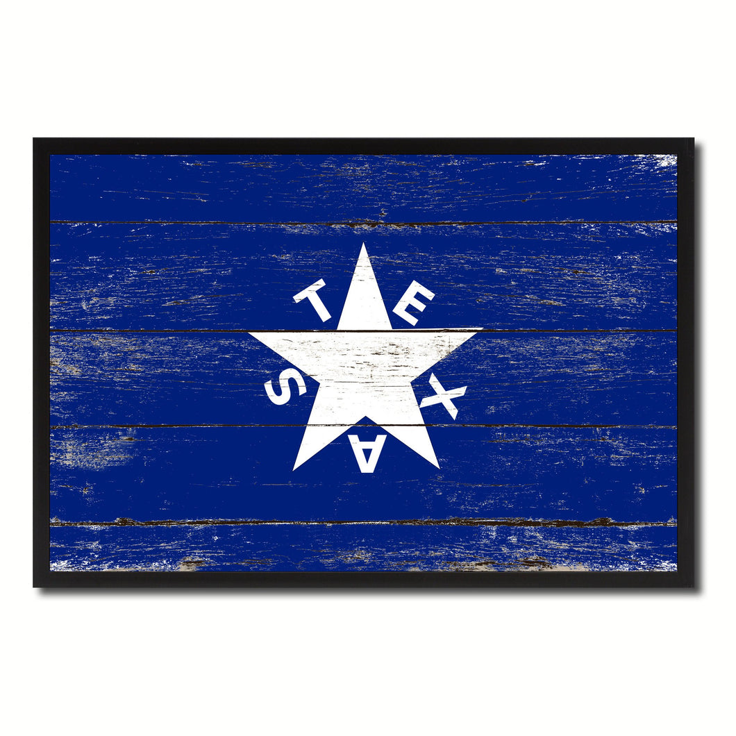 Texas History Lorenzo De Zavala Military Flag Vintage Canvas Print with Picture Frame Home Decor Man Cave Wall Art Collectible Decoration Artwork Gifts