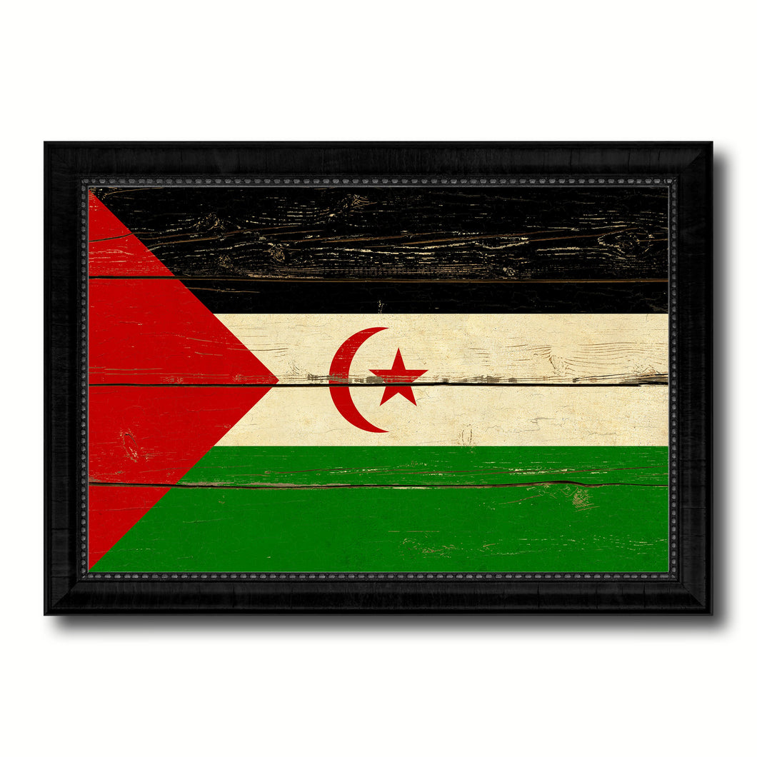 Sahrawi Arab Democratic Republic Country Flag Vintage Canvas Print with Black Picture Frame Home Decor Gifts Wall Art Decoration Artwork