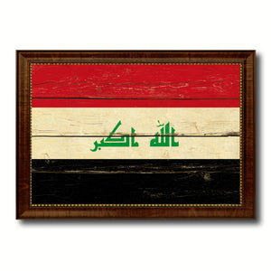 Iraq Country Flag Vintage Canvas Print with Brown Picture Frame Home Decor Gifts Wall Art Decoration Artwork
