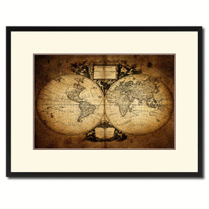 World Vintage Antique Map Wall Art Home Decor Gift Ideas Canvas Print Custom Picture Frame