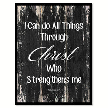 Load image into Gallery viewer, I can do all things through Christ - Philippians 4:14 Bible Verse Gift Ideas Home Decor Wall Art Framed Canvas Print, Black
