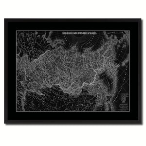 Russia Siberia Vintage Monochrome Map Canvas Print, Gifts Picture Frames Home Decor Wall Art