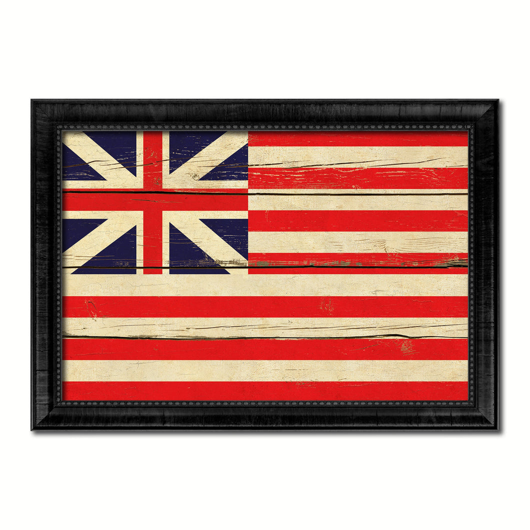 Grand Union Military Flag Vintage Canvas Print with Black Picture Frame Home Decor Wall Art Decoration Gift Ideas