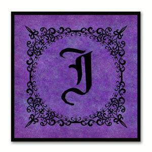 Alphabet J Purple Canvas Print Black Frame Kids Bedroom Wall Décor Home Art