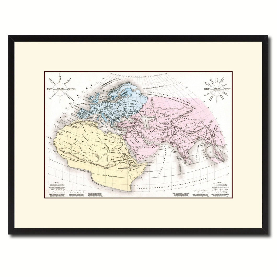 World In The Time Of Ptolomy Vintage Antique Map Wall Art Home Decor Gift Ideas Canvas Print Custom Picture Frame