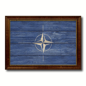 Nato Country Flag Texture Canvas Print with Brown Custom Picture Frame Home Decor Gift Ideas Wall Art Decoration
