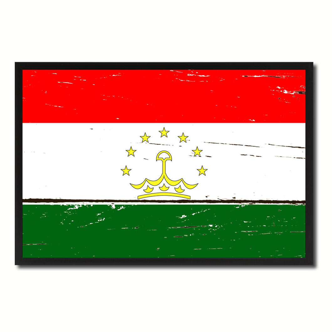 Tajikistan Country National Flag Vintage Canvas Print with Picture Frame Home Decor Wall Art Collection Gift Ideas