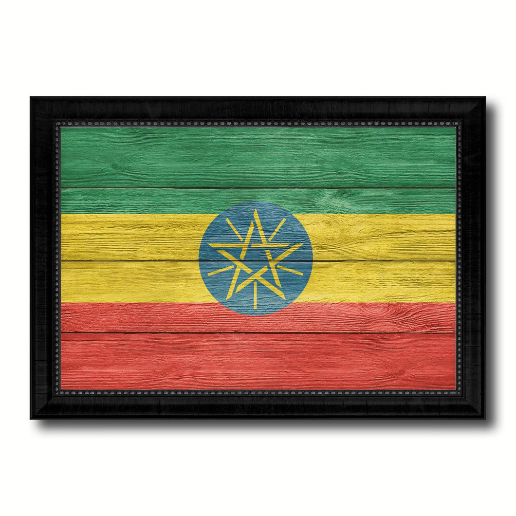 Ethiopia Country Flag Texture Canvas Print with Black Picture Frame Home Decor Wall Art Decoration Collection Gift Ideas