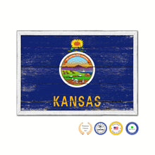 Load image into Gallery viewer, Kansas State Flag Shabby Chic Gifts Home Decor Wall Art Canvas Print, White Wash Wood Frame
