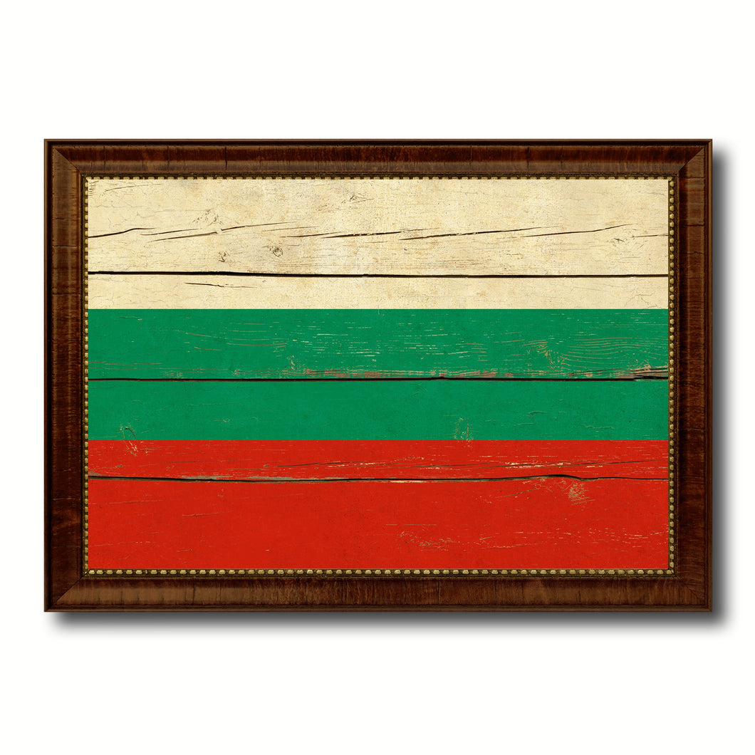 Bulgaria Country Flag Vintage Canvas Print with Brown Picture Frame Home Decor Gifts Wall Art Decoration Artwork