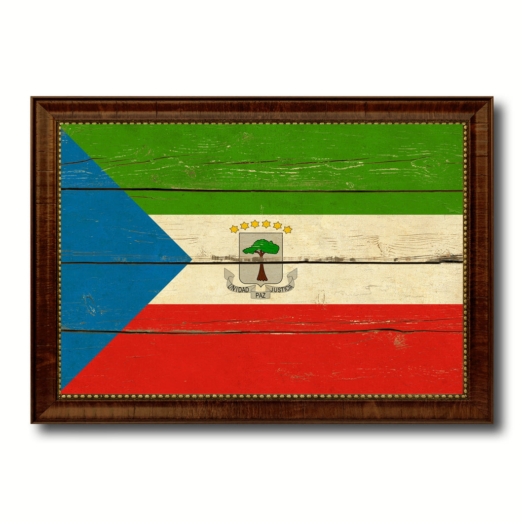 Equatorial Guinea Country Flag Vintage Canvas Print with Brown Picture Frame Home Decor Gifts Wall Art Decoration Artwork