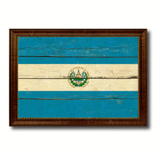 Load image into Gallery viewer, El Salvador Country Flag Vintage Canvas Print with Brown Picture Frame Home Decor Gifts Wall Art Decoration Artwork
