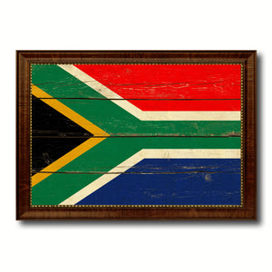 South Africa Country Flag Vintage Canvas Print with Brown Picture Frame Home Decor Gifts Wall Art Decoration Artwork