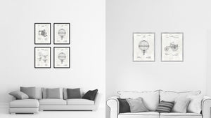 1925 Hot Air Balloon Vintage Patent Artwork Black Framed Canvas Print Home Office Decor Great Gift for Hot Air Balloon Lover